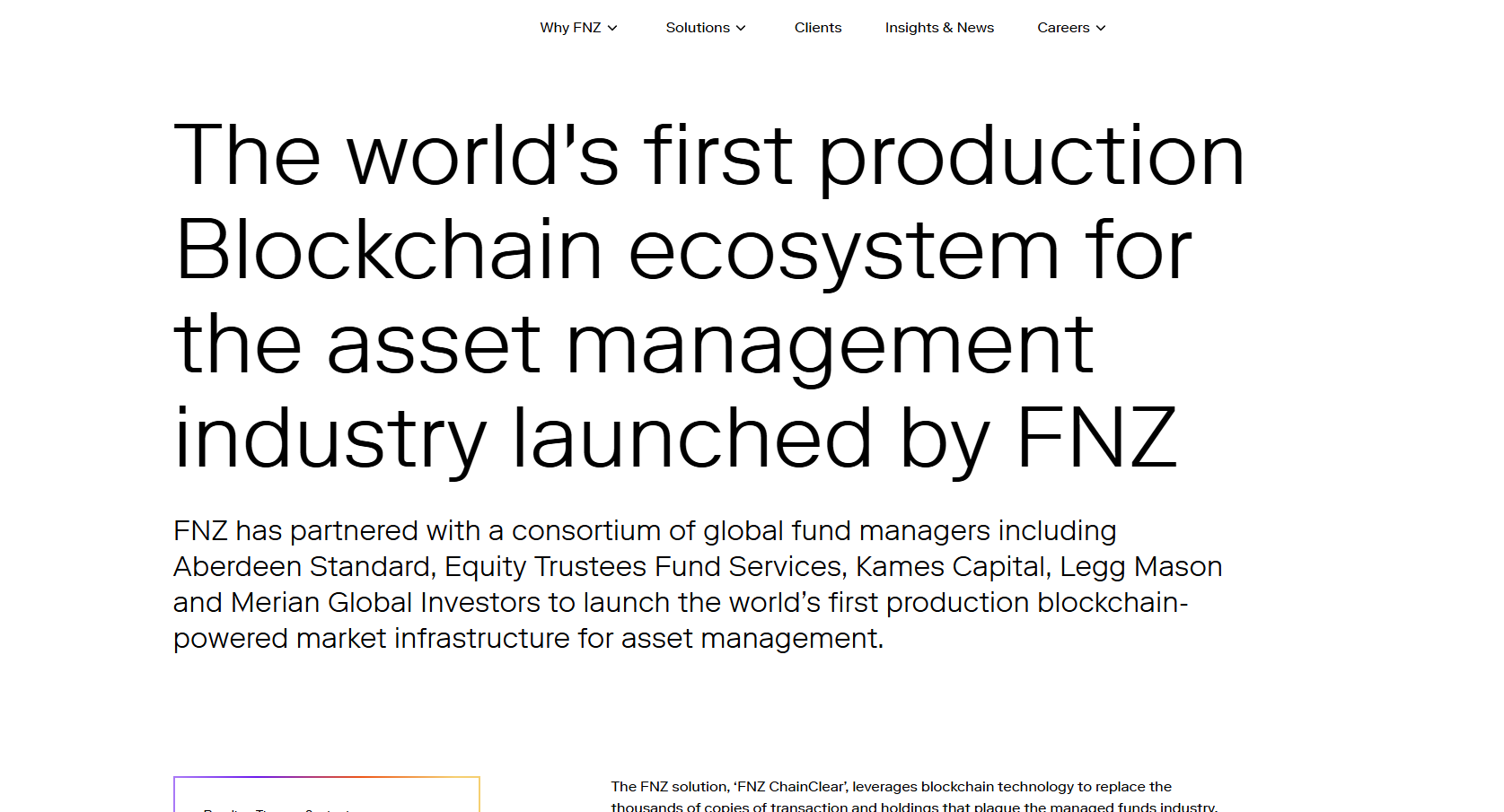 FNZ ChainClear platform thumbnail